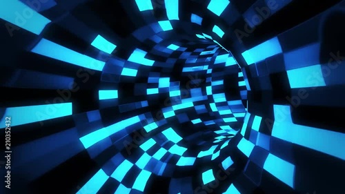 3D Blue Sci-Fi Arificial Intelligence Tunnel - VJ Loop Motion Background photo