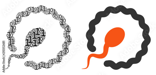 Insemination collage icon of zero and null digits in randomized sizes. Vector digital symbols are arranged into insemination mosaic design concept.