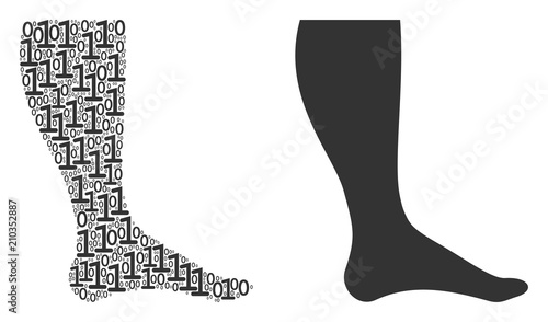 Leg collage icon of one and zero digits in different sizes. Vector digital symbols are formed into leg collage design concept.