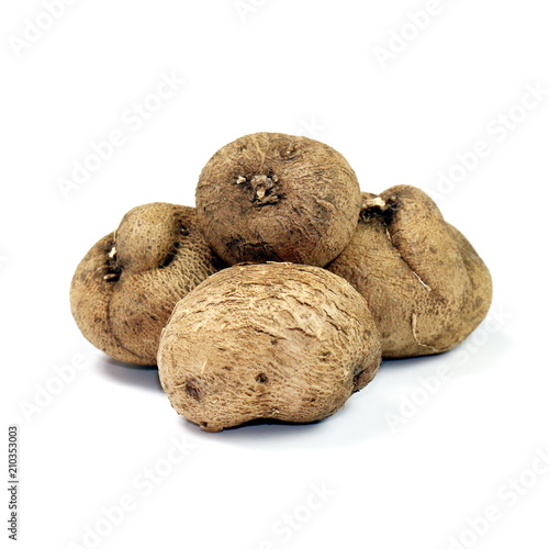 Dioscorea, Mun-Neb (Thai word), Fresh Dioscorea tuck, Dioscorea slats root isolated on white background, Rubeola fotografie photo