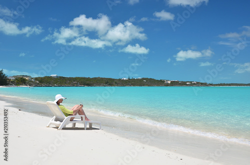 Girl on the beach. Great Exuma, Bahamas