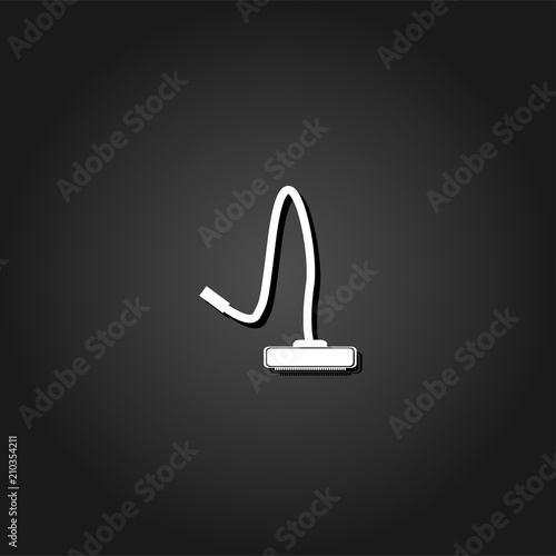 Vacuum Cleaner icon flat. Simple White pictogram on black background with shadow. Vector illustration symbol