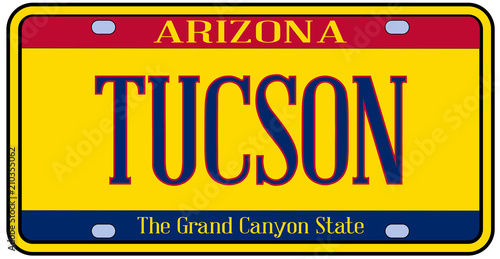 Arizona Tucson State License Plate
