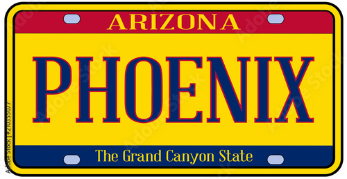 Arizona Phoenix State License Plate