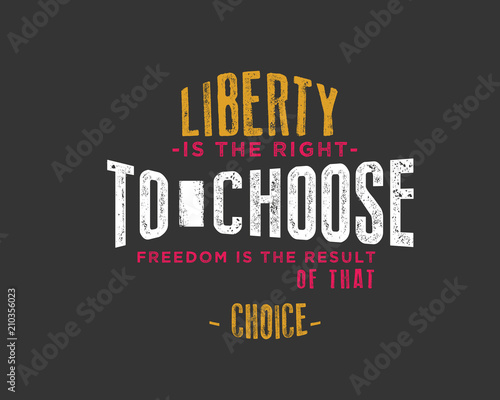 Liberty is the right to choose, freedom is the result of that choice. 