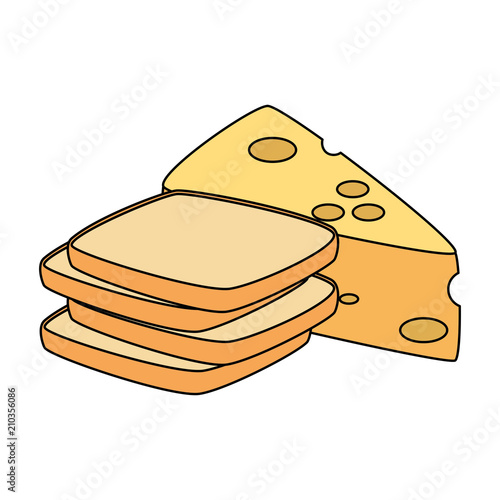 cheese piece with bread healthy food vector illustration design