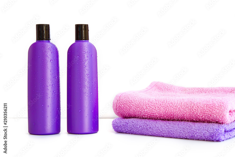 two cosmetic bottles on isolated background two cosmetic bottles on isolated background