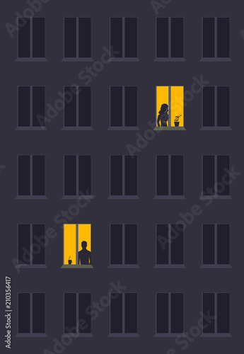 concept of loneliness woman and  man