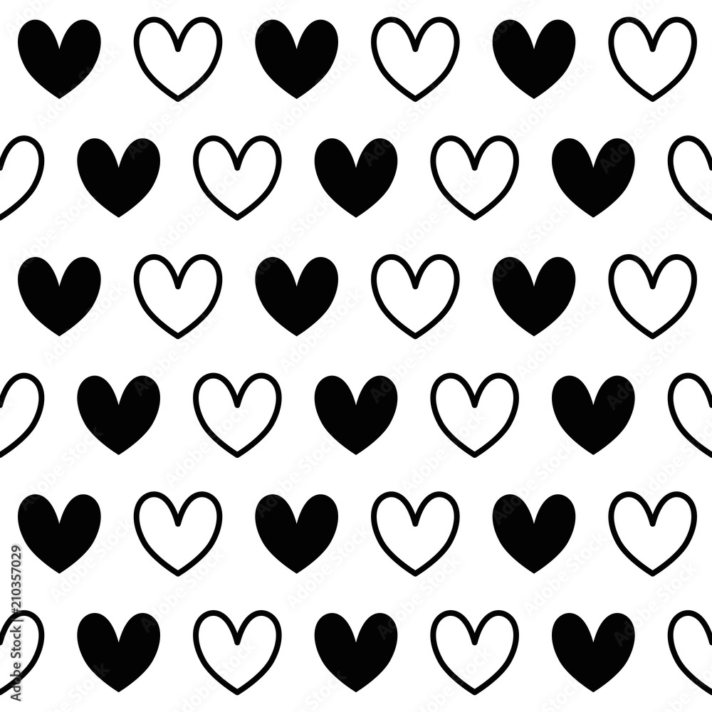 Black white heart pattern Black white heart pattern