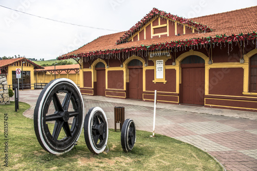 Guararema, SP, Brazil, December 20, 2017. Guararema Railway Station, inaugurated in 1927, typical of the railroads of southeastern Brazil, in Guararema city. photo