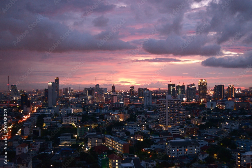 sunset in Bangkok city
