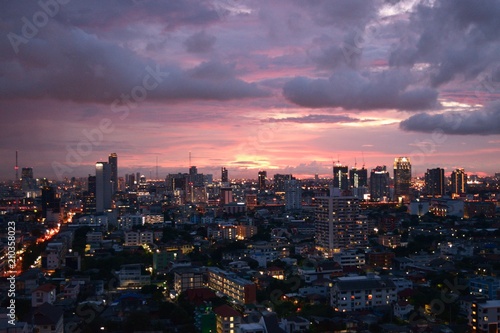 sunset in Bangkok city