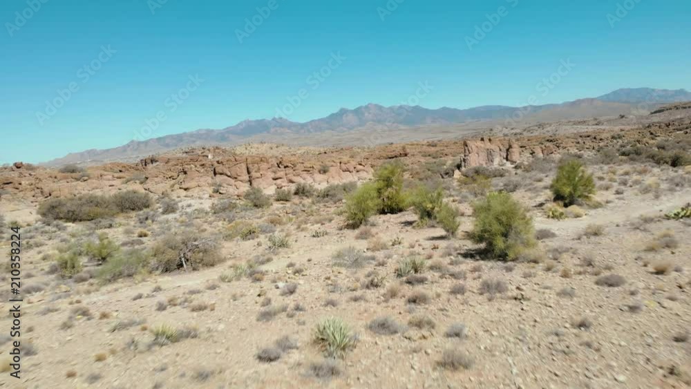 Low Flying Drone over Mohave Desert Arizona Low Flying Drone over Mohave Desert Arizona