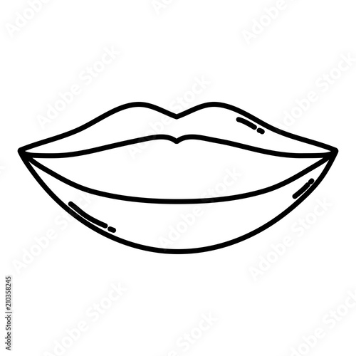 line beauty mouth with makeup lips style