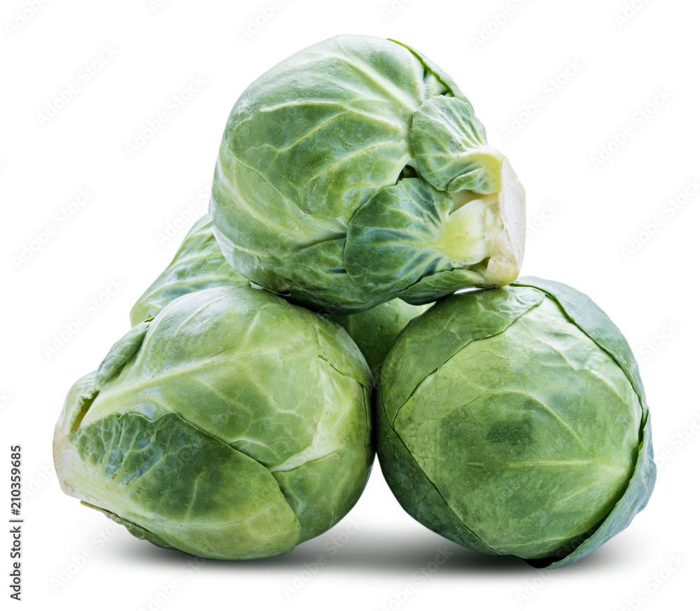 Fototapeta premium Brussels sprouts isolated on white background. Clipping path