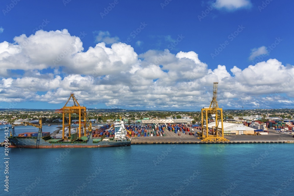 Freighter and Containers in Barbados