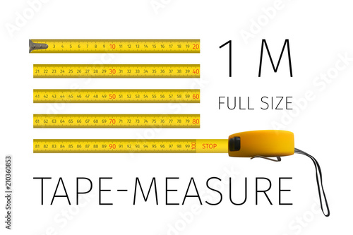Tape measure. Yellow yardstick 1 meter in full size