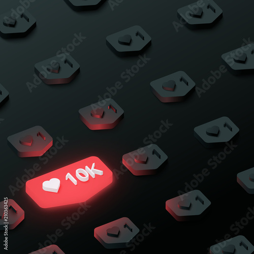 Black background with red 10k likes counter web sign.