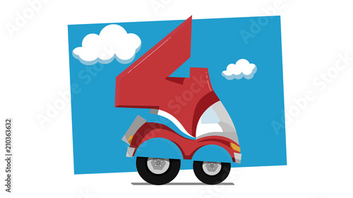 Carro con forma de número cuatro