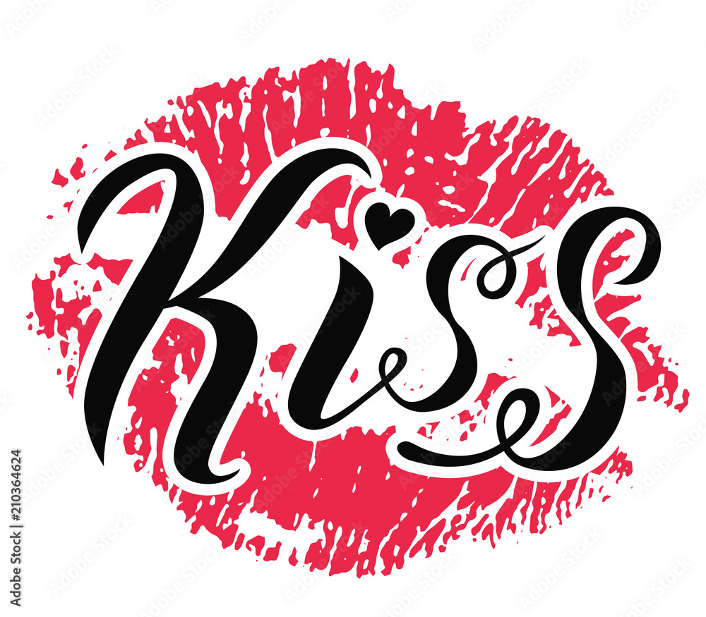 Kiss me hand lettering romantic background Vector Image