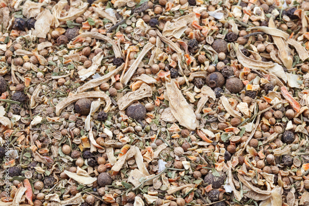 A mixture of dry seasonings for fish soup. A mixture of dry seasonings for fish soup.