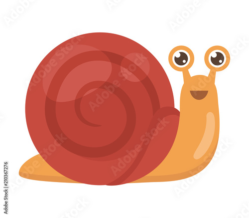 Cheerful little snail isolated on white background, vector illustration. photo