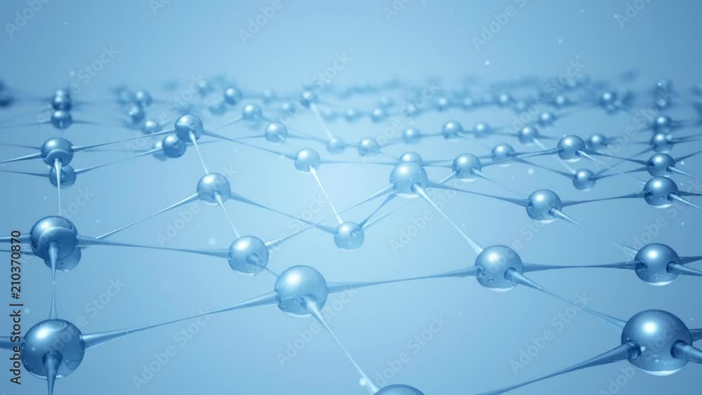 Seamless loop animation slow moving of molecules or network from glass and crystal Seamless loop animation slow moving of molecules or network from glass and crystal