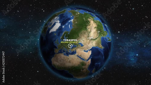 MOLDAVA REPUBLIC OF TIRASPOL ZOOM IN FROM SPACE photo