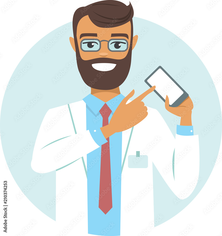 doctor pointing on smartphone
