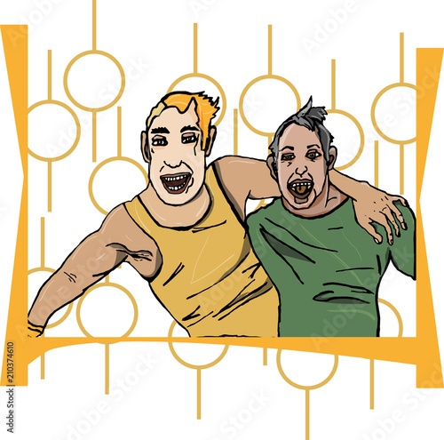 men go together merry mood laugh enjoy life