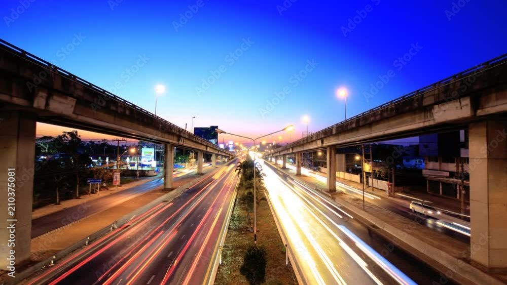 motorway traffic at blue hour motorway traffic at blue hour