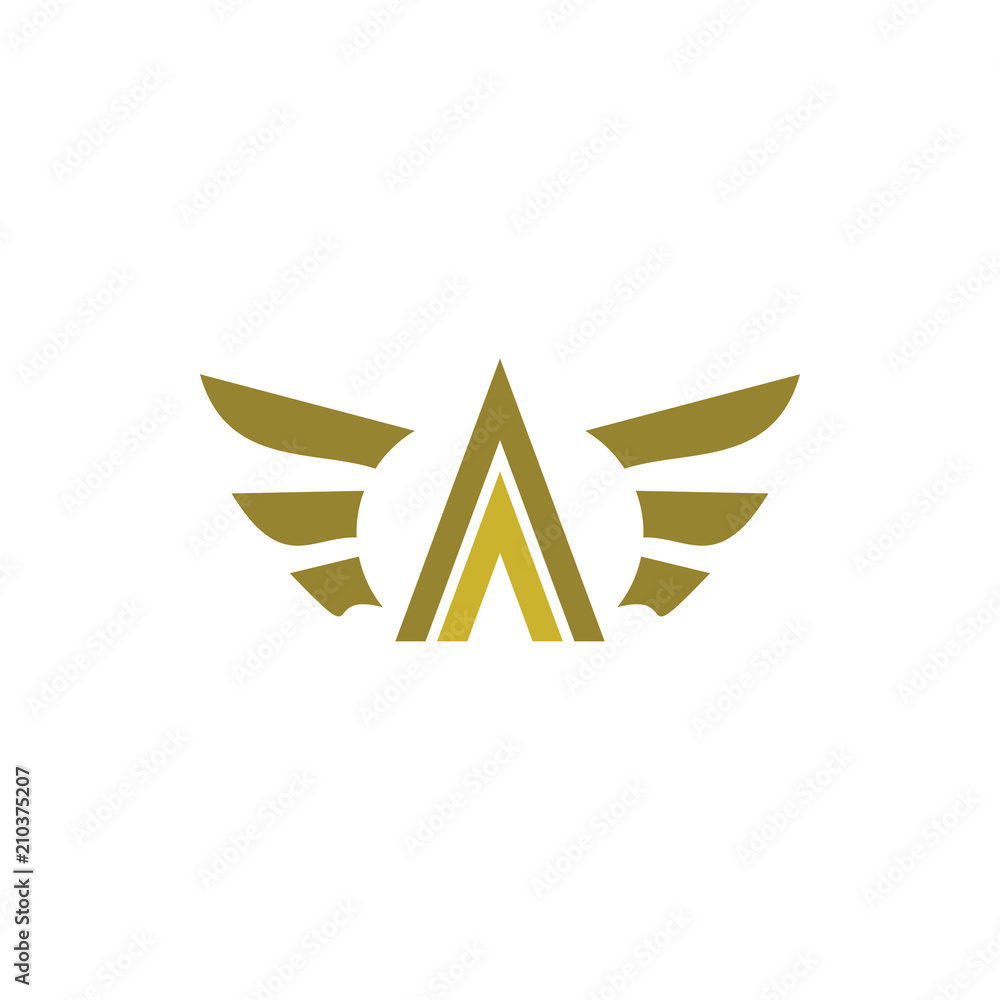 Golden Wing with A letter logo Golden Wing with A letter logo