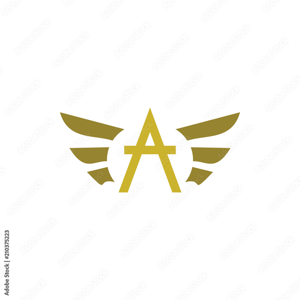 Obraz premium Golden Wing with A letter logo