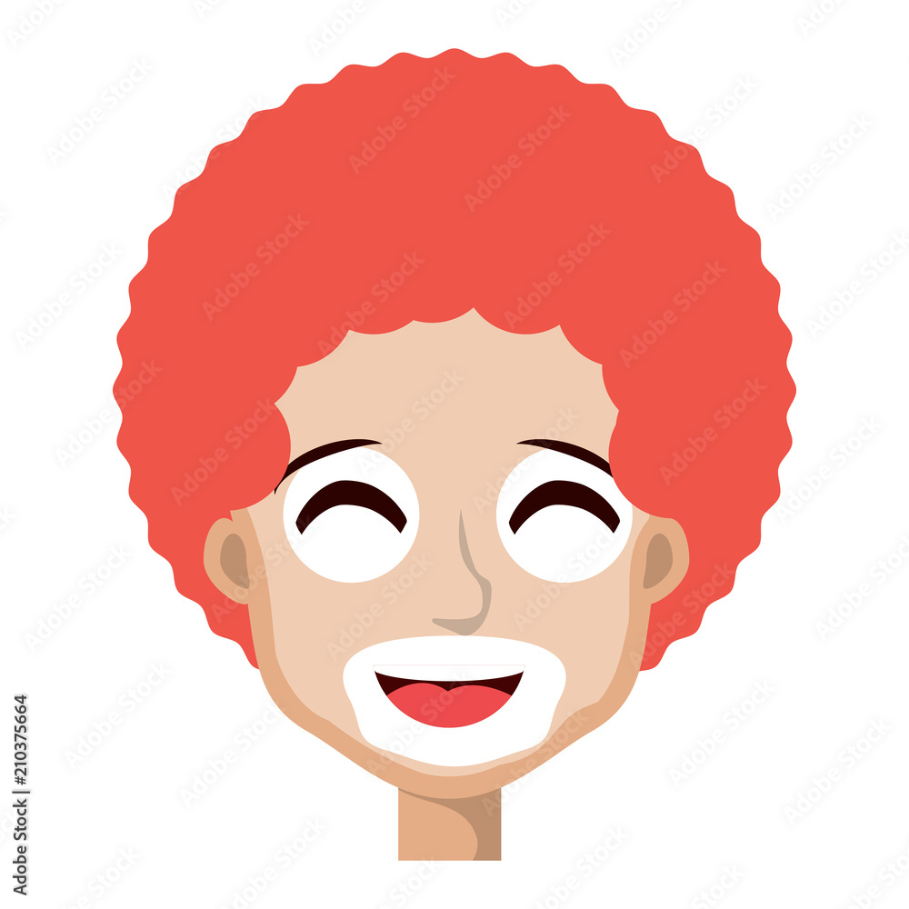 Cartoon man with his face clown painted over white background, colorful design. vector illustration Cartoon man with his face clown painted over white background, colorful design. vector illustration
