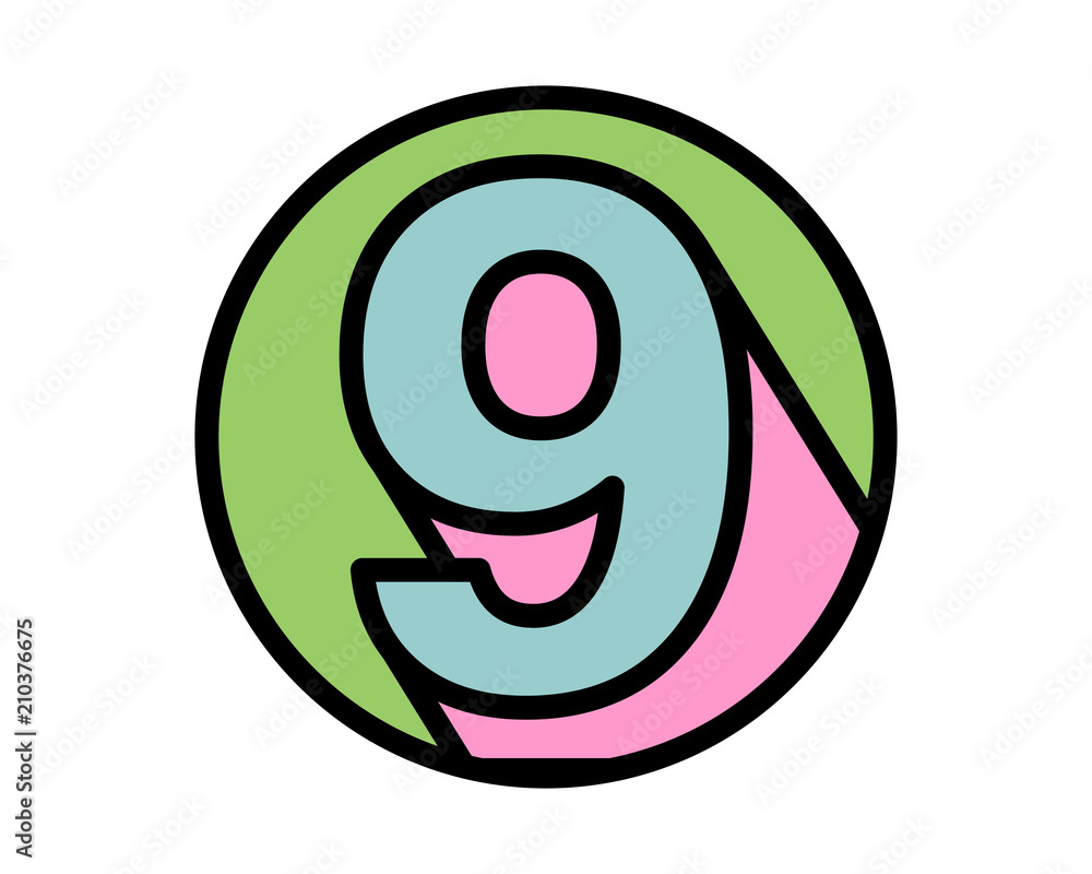Obraz premium circle nine typography typeset logotype numeral numeric nominal image vector icon