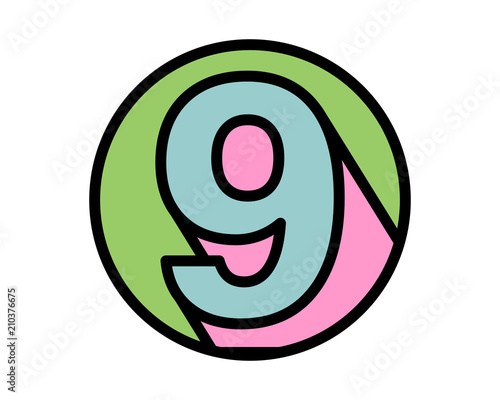 circle nine typography typeset logotype numeral numeric nominal image vector icon