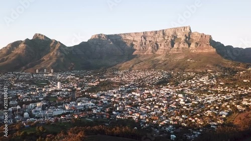 Aerial view of Cape Town, South Africa, with Table Mountain