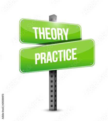 Naklejka theory practice vector illustration sign.