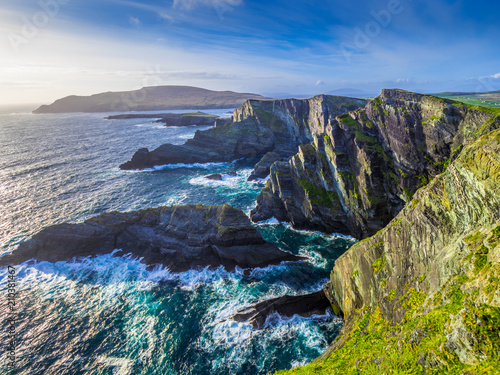 The Kerry Cliffs in Ireland - amazing sunset view