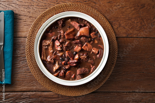Fotografie Brazilian Feijoada Food. Top view