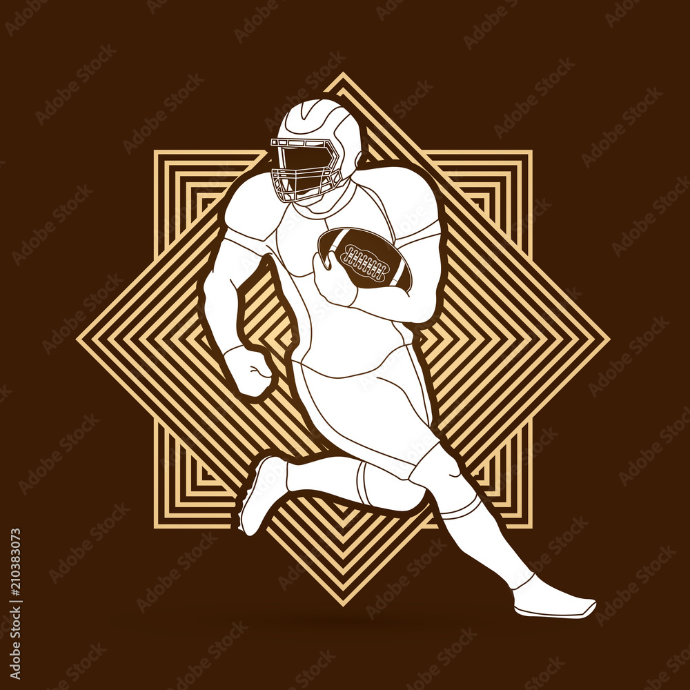 American football player, Sportsman action, sport concept designed on line square background graphic vector.
