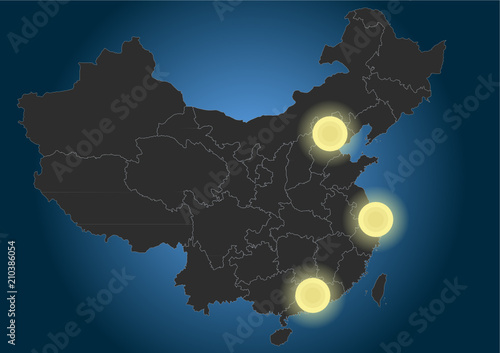 China main city distribution and position 