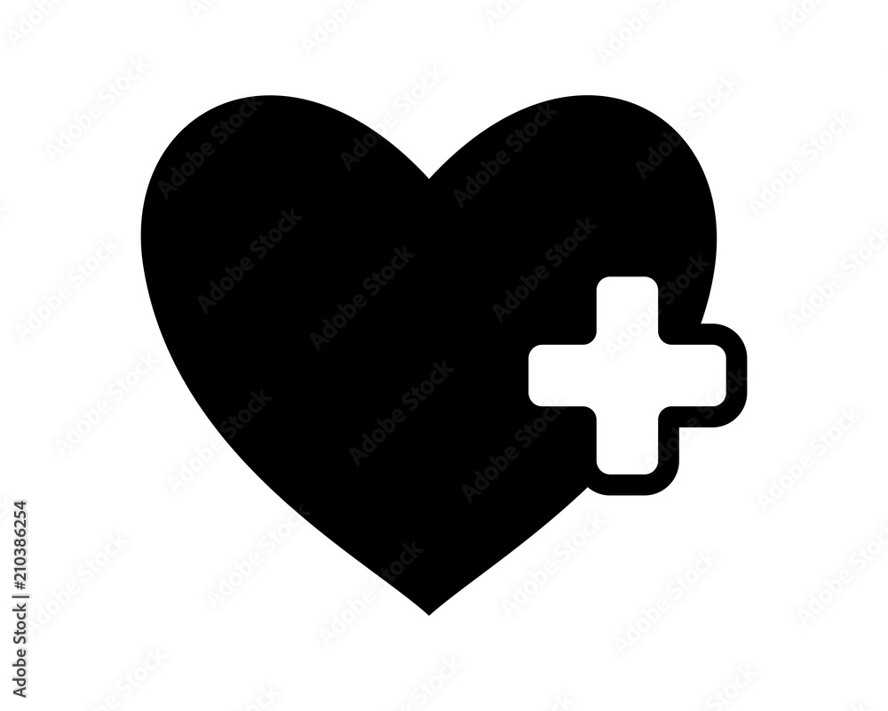 black heart positive medical medicare health care pharmacy clinic image vector icon black heart positive medical medicare health care pharmacy clinic image vector icon