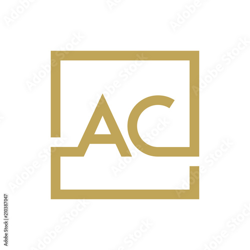 AC letter logo line square