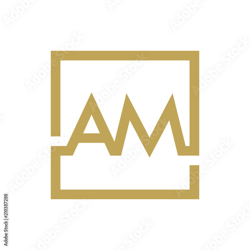 AM letter logo line square