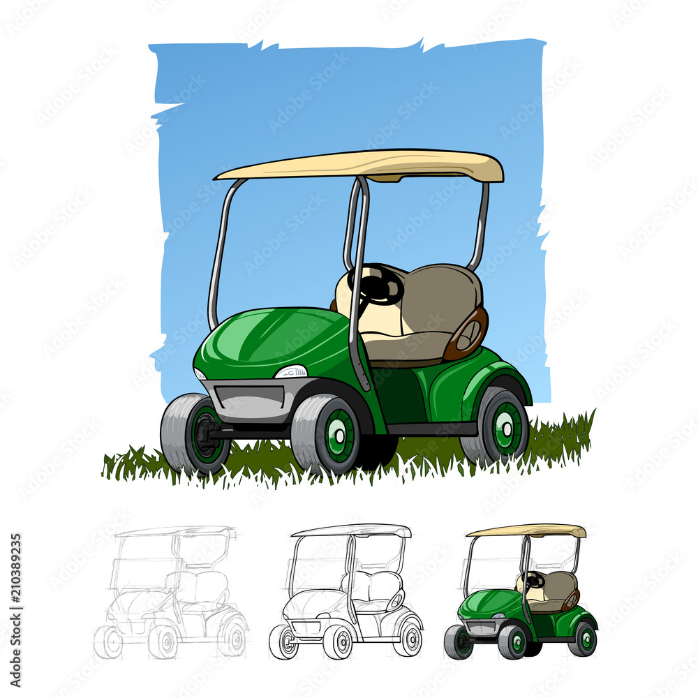 Golf cart sketch drawing Stock Vector | Adobe Stock