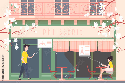 Facade of cafe or cafeteria