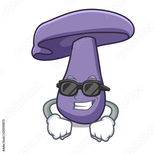 Super cool blewit mushroom character cartoon photo