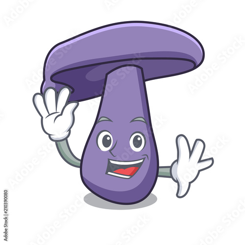 Waving blewit mushroom character cartoon photo