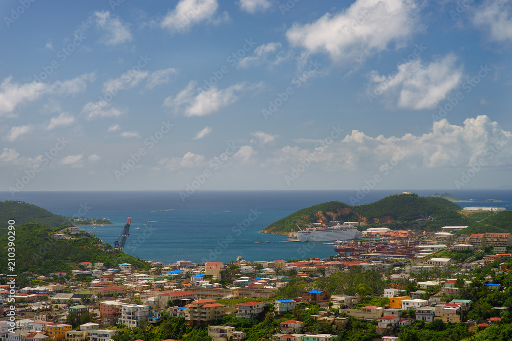 drake's seat lookout point st thomas virgin islands with cruise port